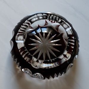 Very rare antique burgundy glass ashtray